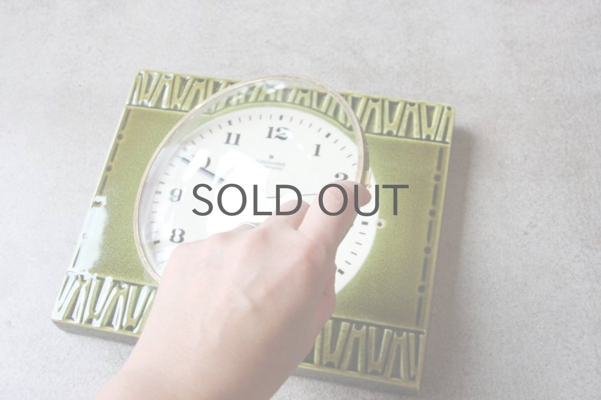 画像4: ヴィンテージ陶製壁掛け時計/Junghans製/ユンハンス/ドイツ/オリーブグリーン (4)