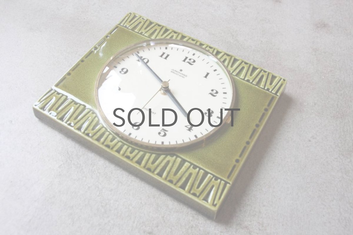 画像3: ヴィンテージ陶製壁掛け時計/Junghans製/ユンハンス/ドイツ/オリーブグリーン (3)