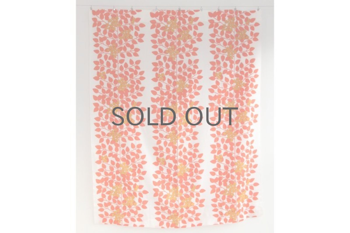 画像2: 北欧ヴィンテージテキスタイル オレンジ小花 カーテン (2)