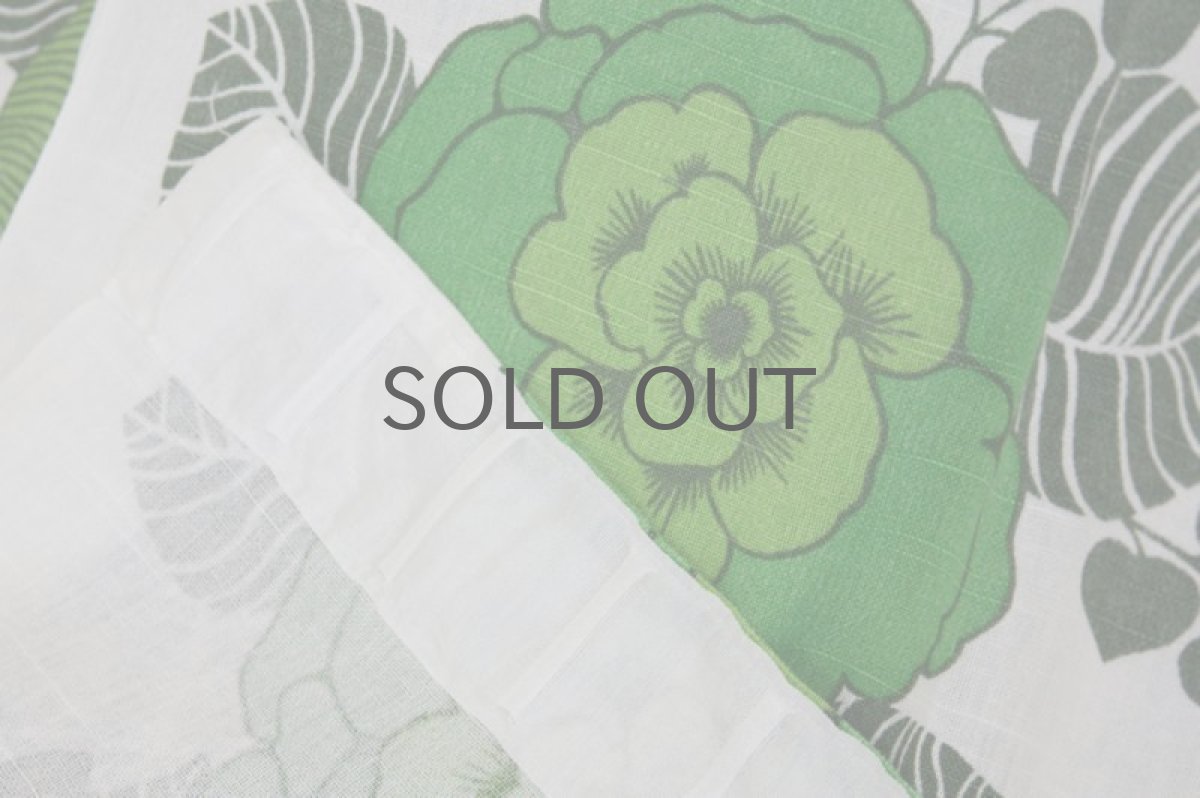 画像3: 北欧ヴィンテージファブリック グリーン大花柄×白ベース  (3)