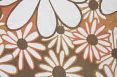 画像3: 北欧ヴィンテージファブリック　ブラウン×ホワイト花 (3)
