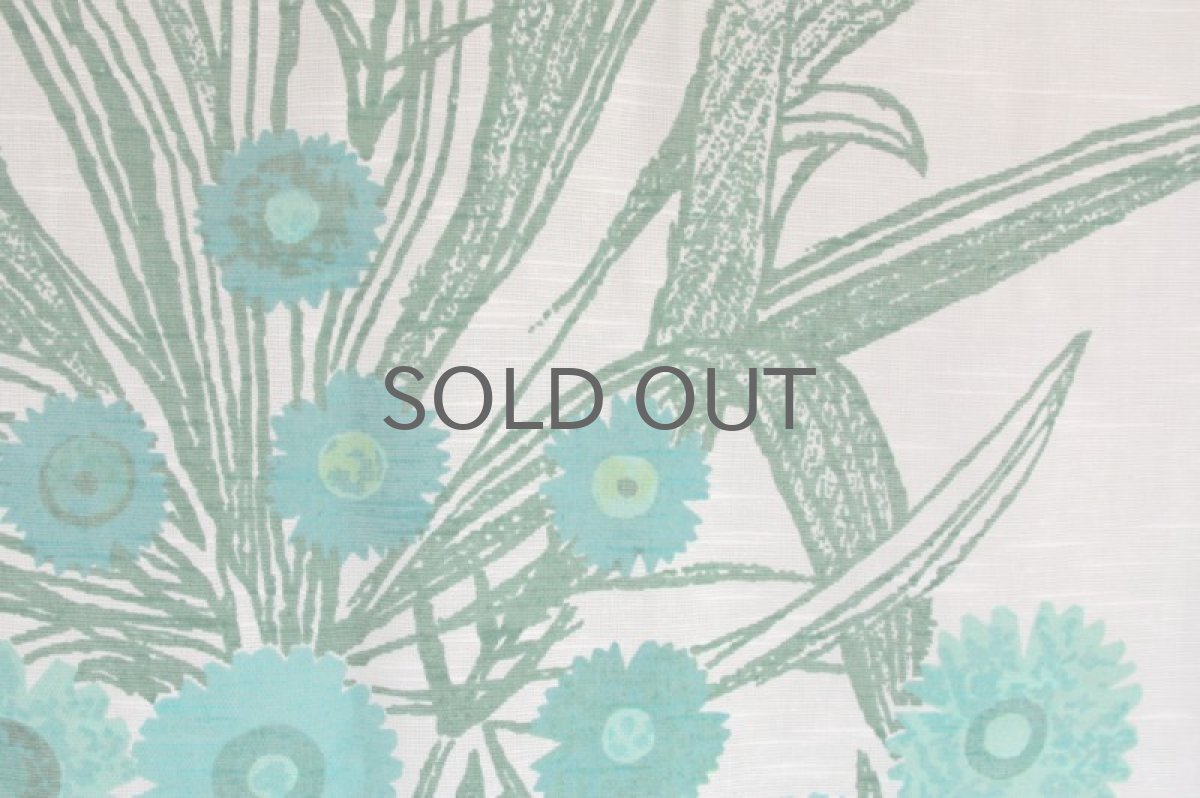 画像3: 北欧ヴィンテージファブリック ターコイズブルーフラワー (3)