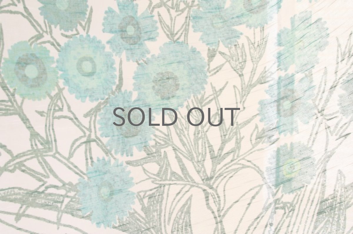 画像4: 北欧ヴィンテージファブリック ターコイズブルーフラワー (4)