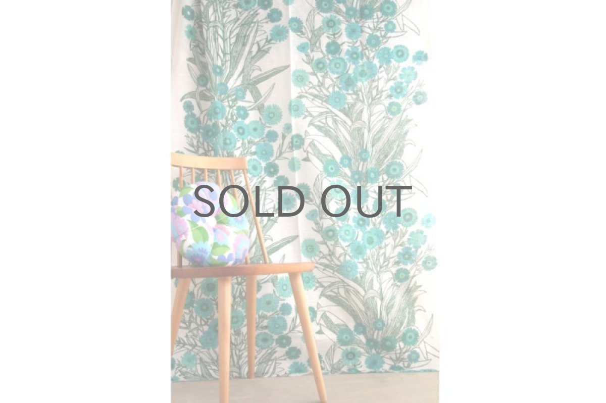 画像2: 北欧ヴィンテージファブリック ターコイズブルーフラワー (2)