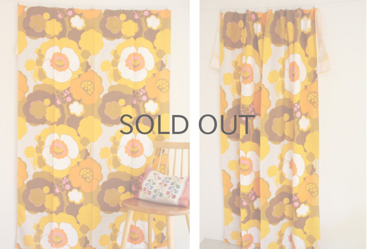 画像2: 北欧ヴィンテージファブリック　オレンジフラワー (2)