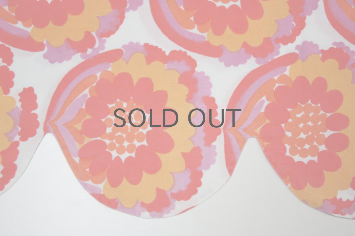 画像2: 北欧雑貨/スウェーデン製/ヴィンテージクロス カフェカーテンNo.3 オレンジ×ピンク (2)