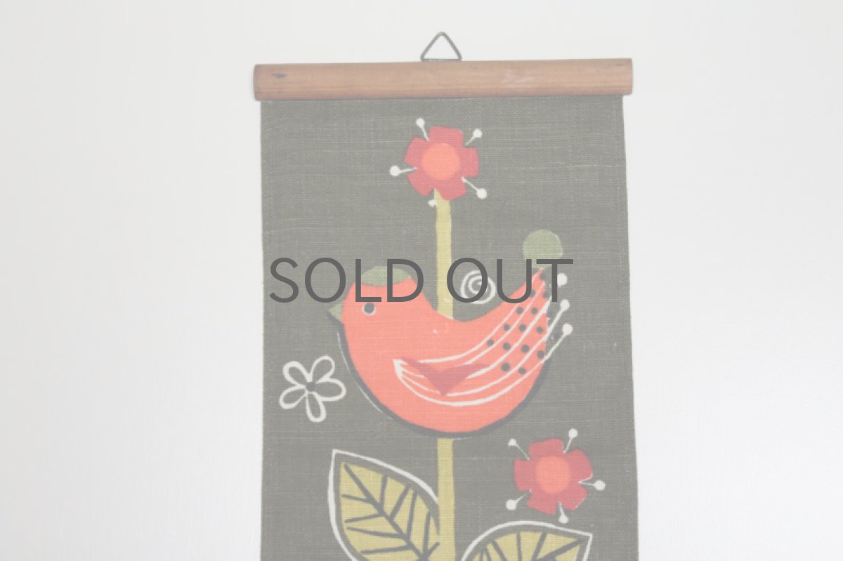 画像3: 北欧雑貨/スウェーデン製/ヴィンテージクロス ミニタペストリー 小鳥 (3)