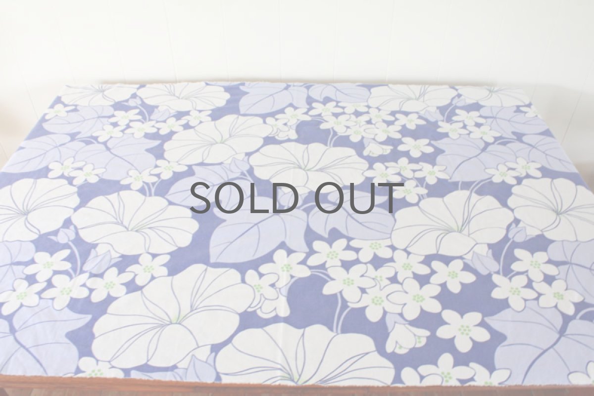 画像3: 北欧雑貨/スウェーデン製/ヴィンテージファブリック　白い花×ブルー (3)