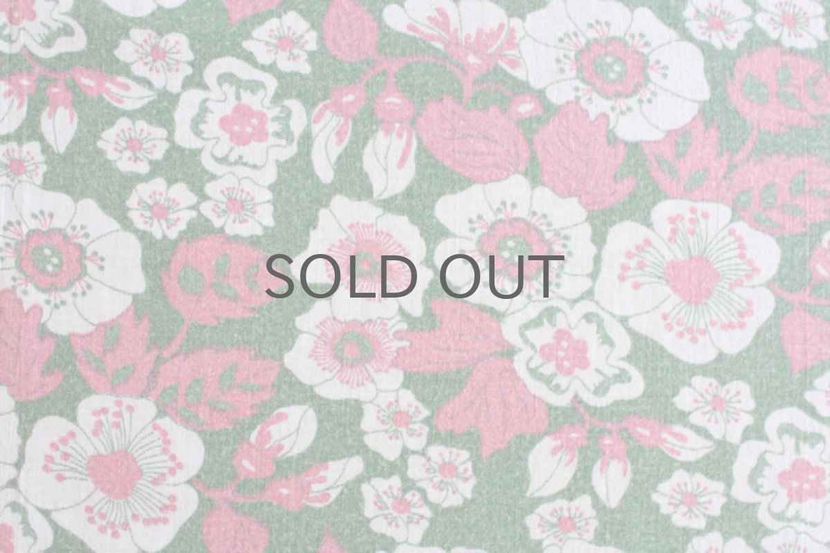 画像3: 北欧雑貨/スウェーデン製/ヴィンテージファブリック ピンク×グリーン花 (3)