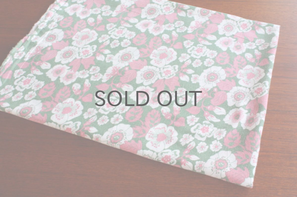 画像4: 北欧雑貨/スウェーデン製/ヴィンテージファブリック ピンク×グリーン花 (4)