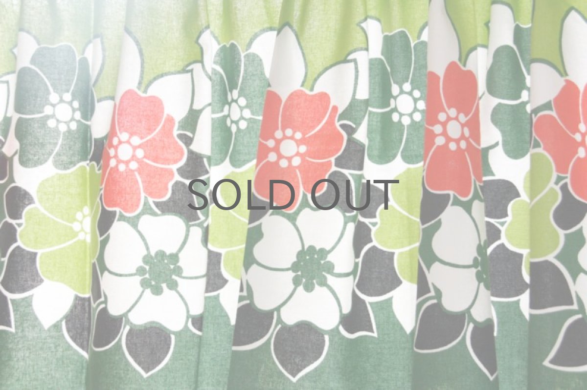 画像2: 北欧雑貨/スウェーデン製/ヴィンテージカフェカーテン グリーン (2)