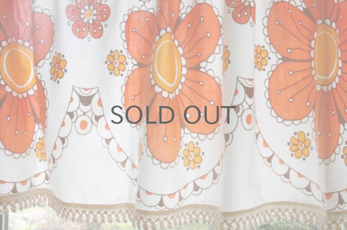 画像2: 北欧雑貨/スウェーデン製/ヴィンテージカフェカーテン オレンジ (2)