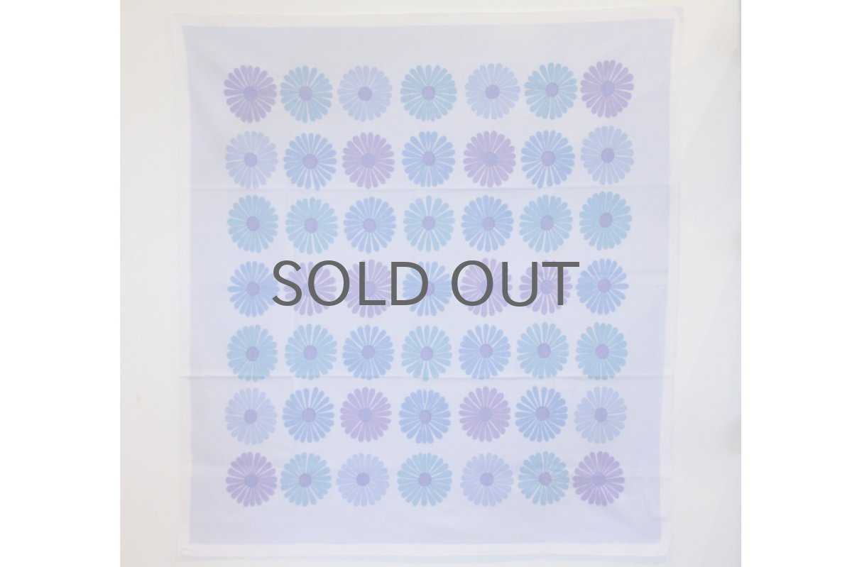 画像5: 北欧ヴィンテージファブリック  テーブルクロス ブルー系 ディジー柄 (5)