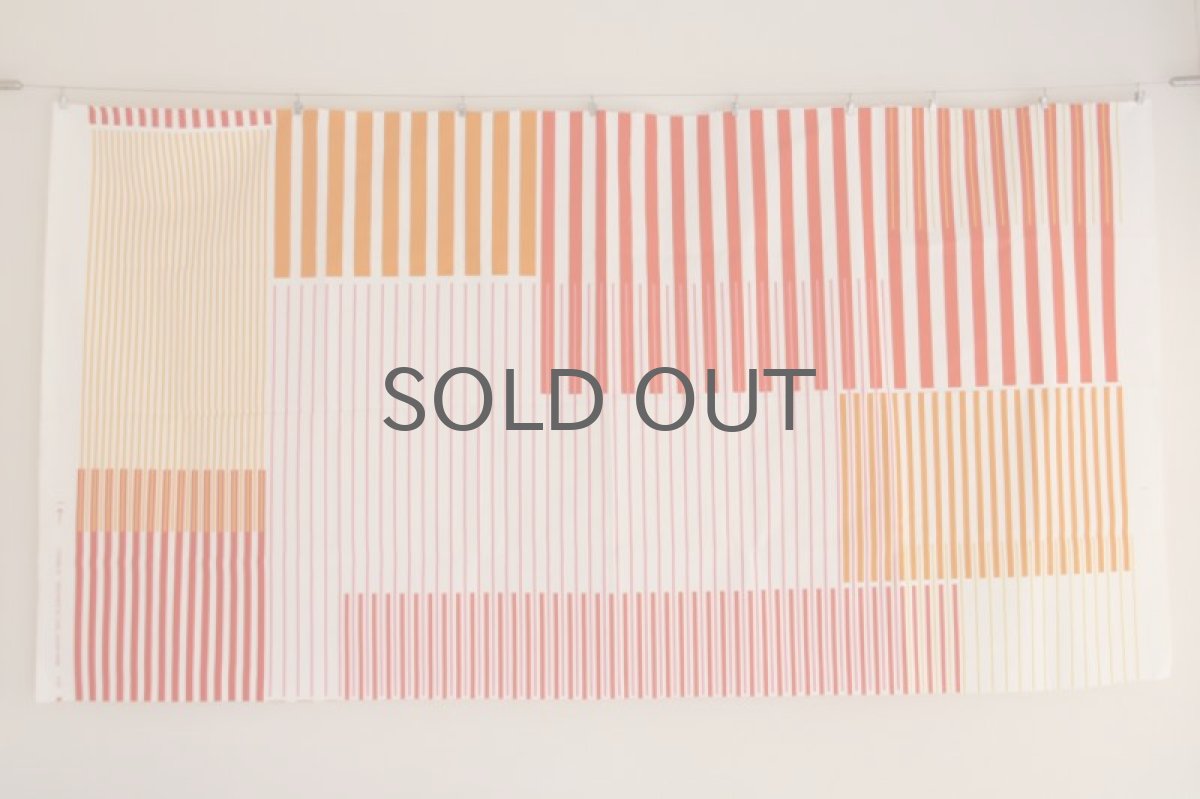 画像2: 北欧ヴィンテージファブリック　 スウェーデン　オレンジ＆レッドストライプ (2)