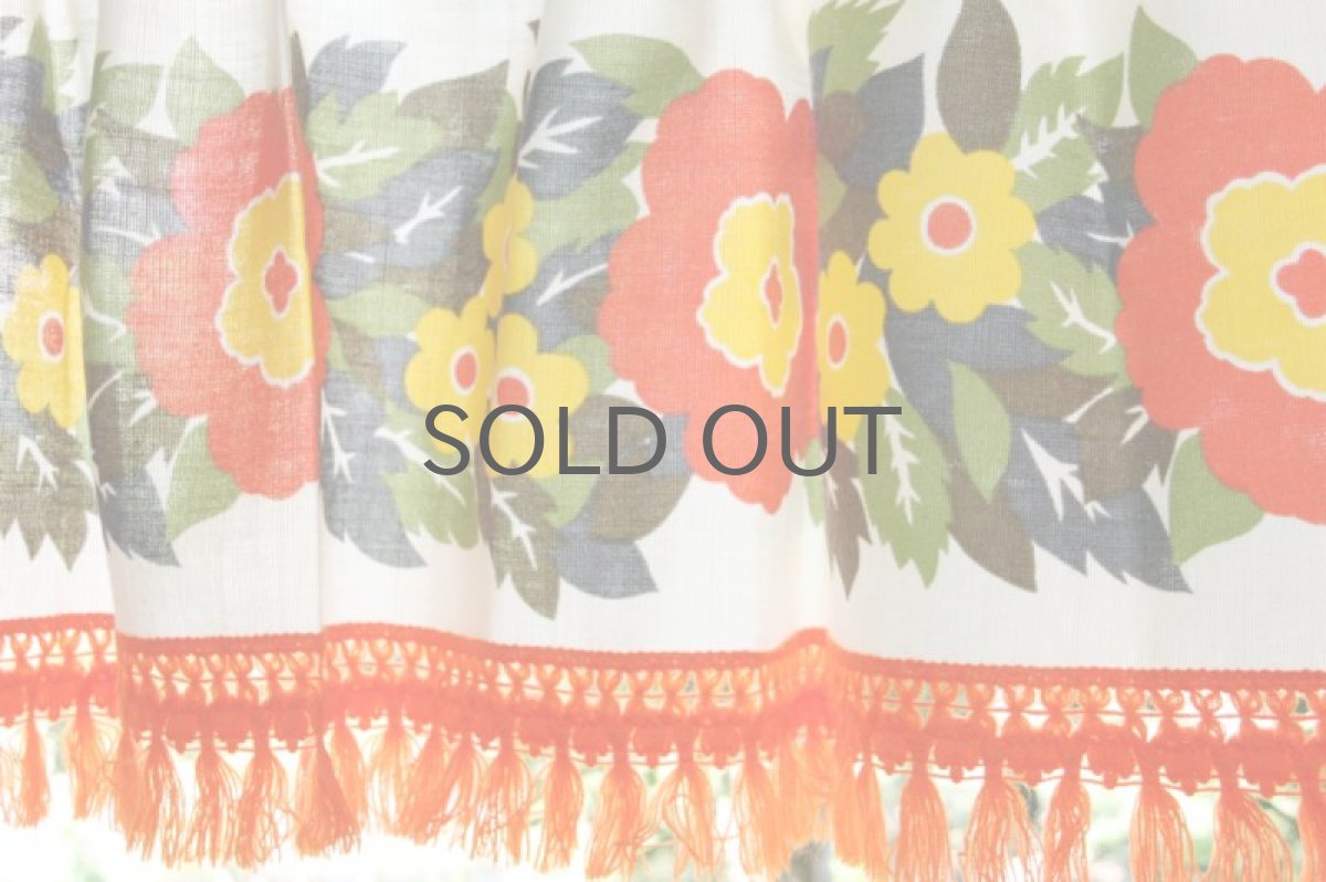 画像2: 北欧雑貨/スウェーデン製/ヴィンテージカフェカーテン オレンジフリンジ (2)