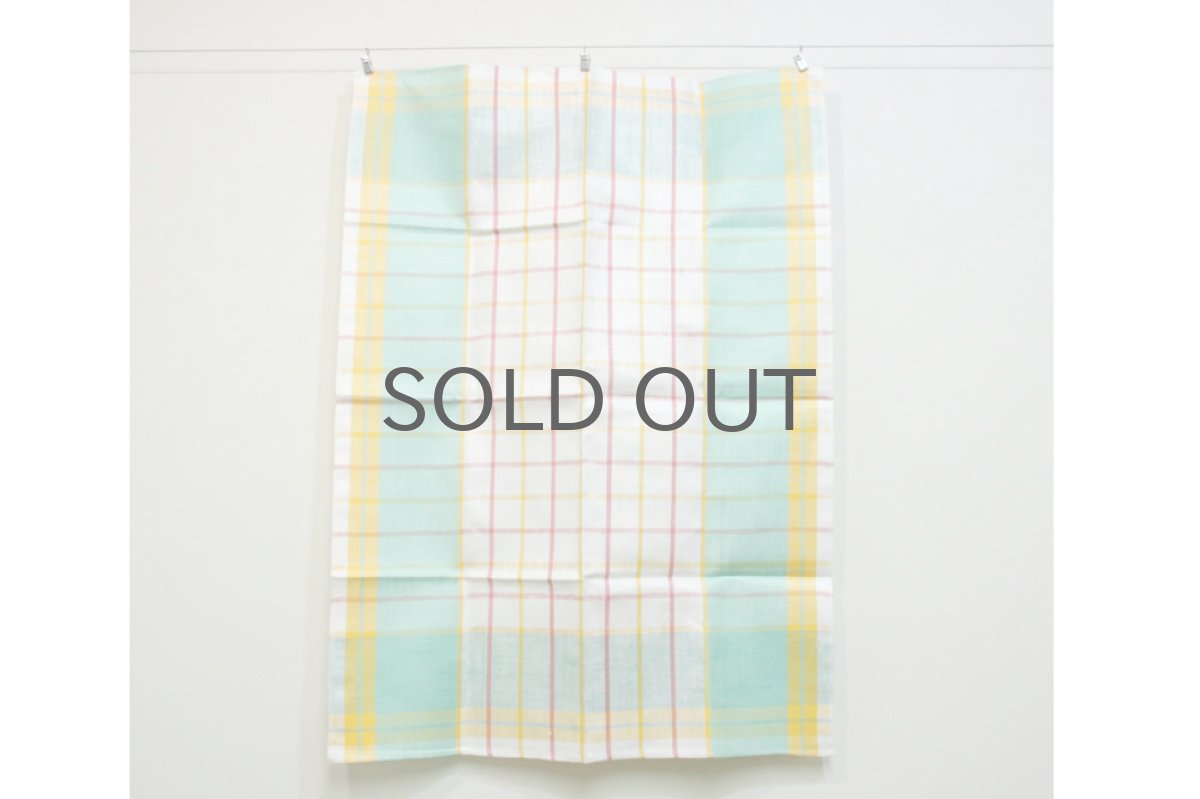 画像2: 北欧ヴィンテージ デットストック キッチンタオル リネン100%グリーン (2)