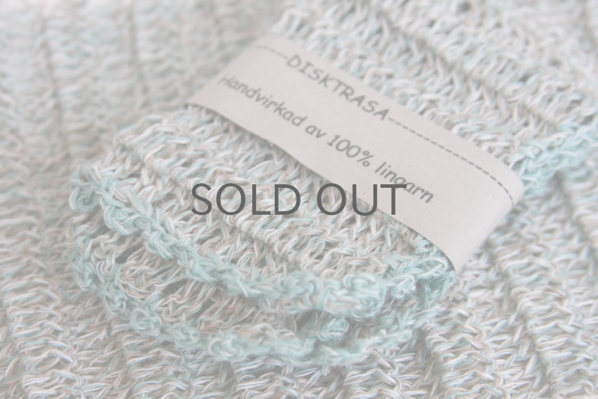 画像2: 北欧スウェーデン 手編み ディッシュクロス リネン100%  グリーン (2)