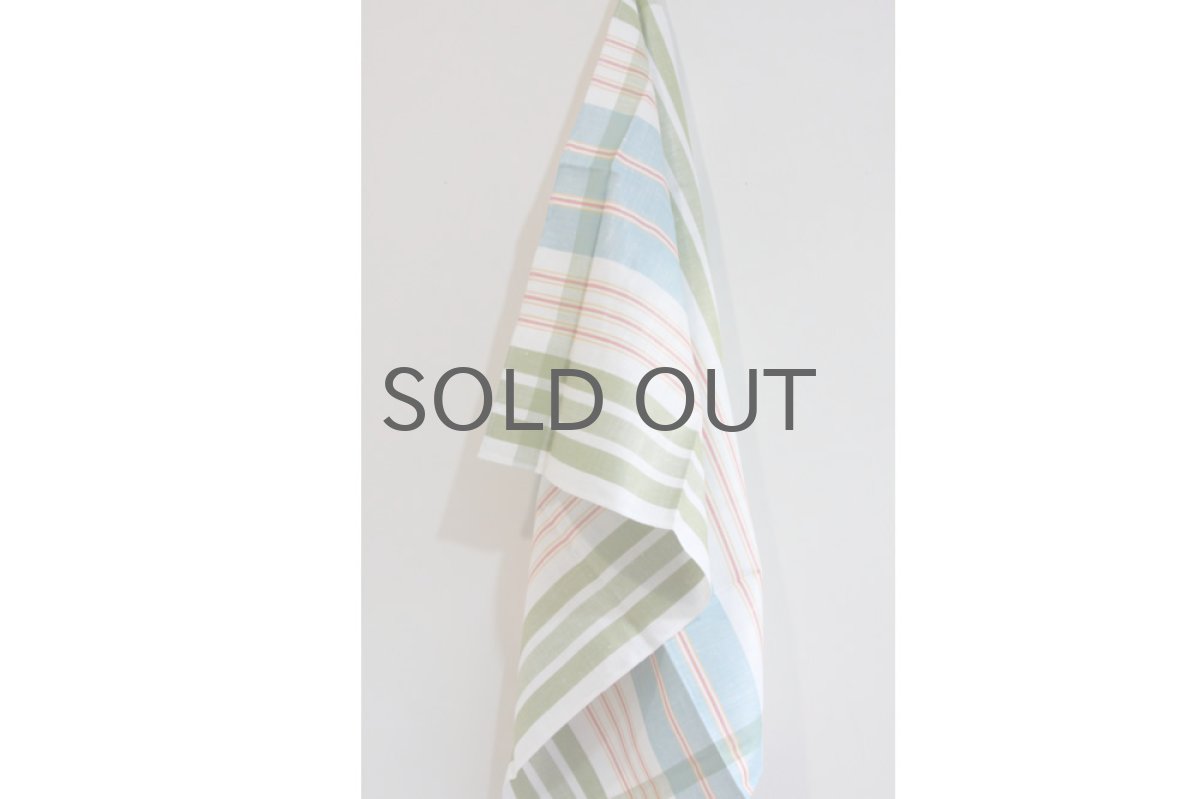 画像2: 北欧ヴィンテージ デットストック キッチンタオル リネン100% グリーンチェック (2)