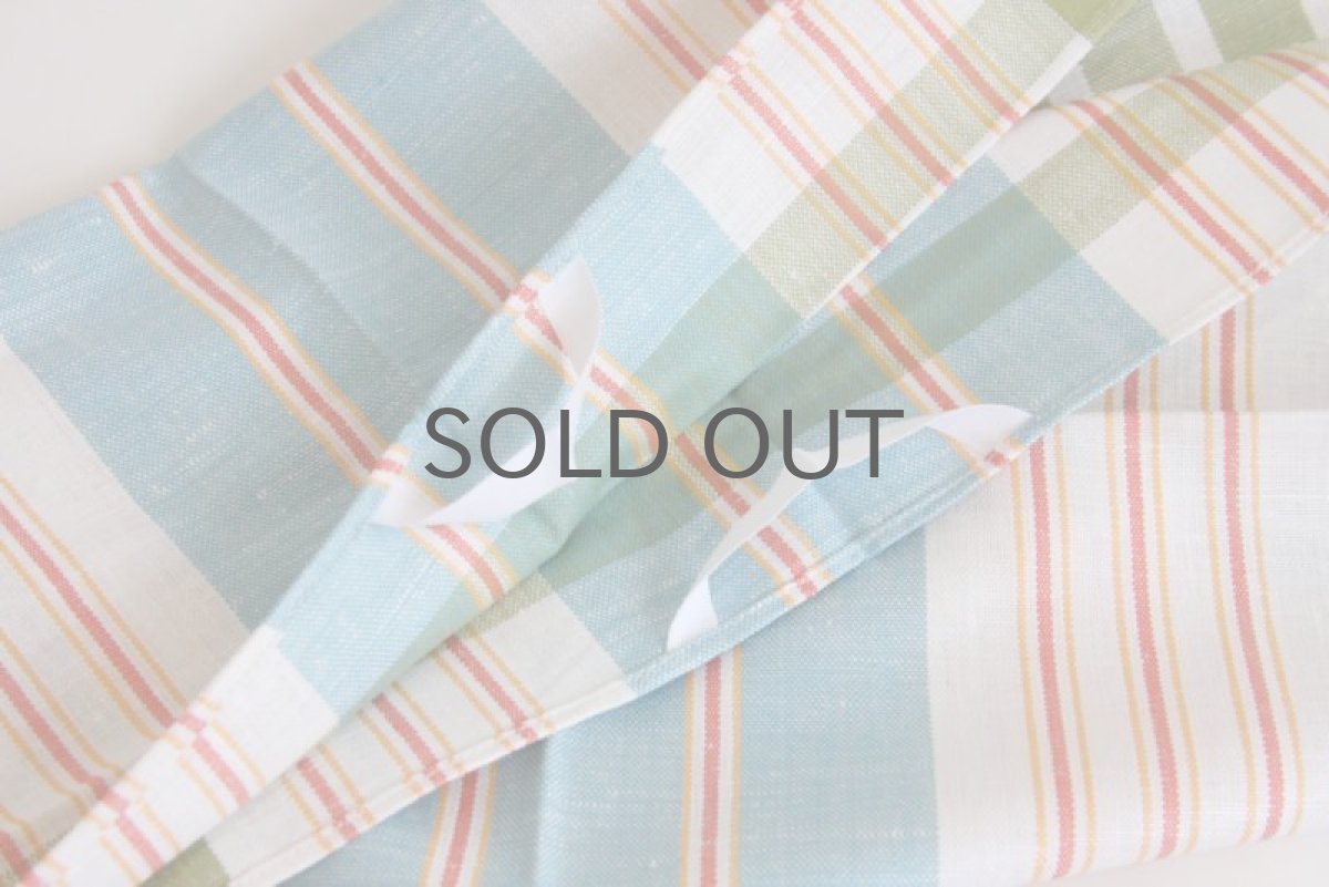 画像3: 北欧ヴィンテージ デットストック キッチンタオル リネン100% グリーンチェック (3)