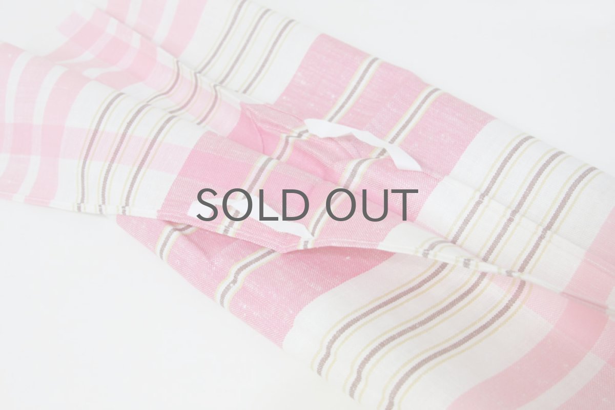 画像3: 北欧ヴィンテージ デットストック キッチンタオル リネン100% ピンクチェック (3)