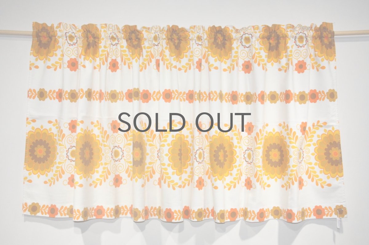 画像2: スウェーデン/ヴィンテージファブリック/カフェカーテン/オレンジ&ホワイト/180cm (2)