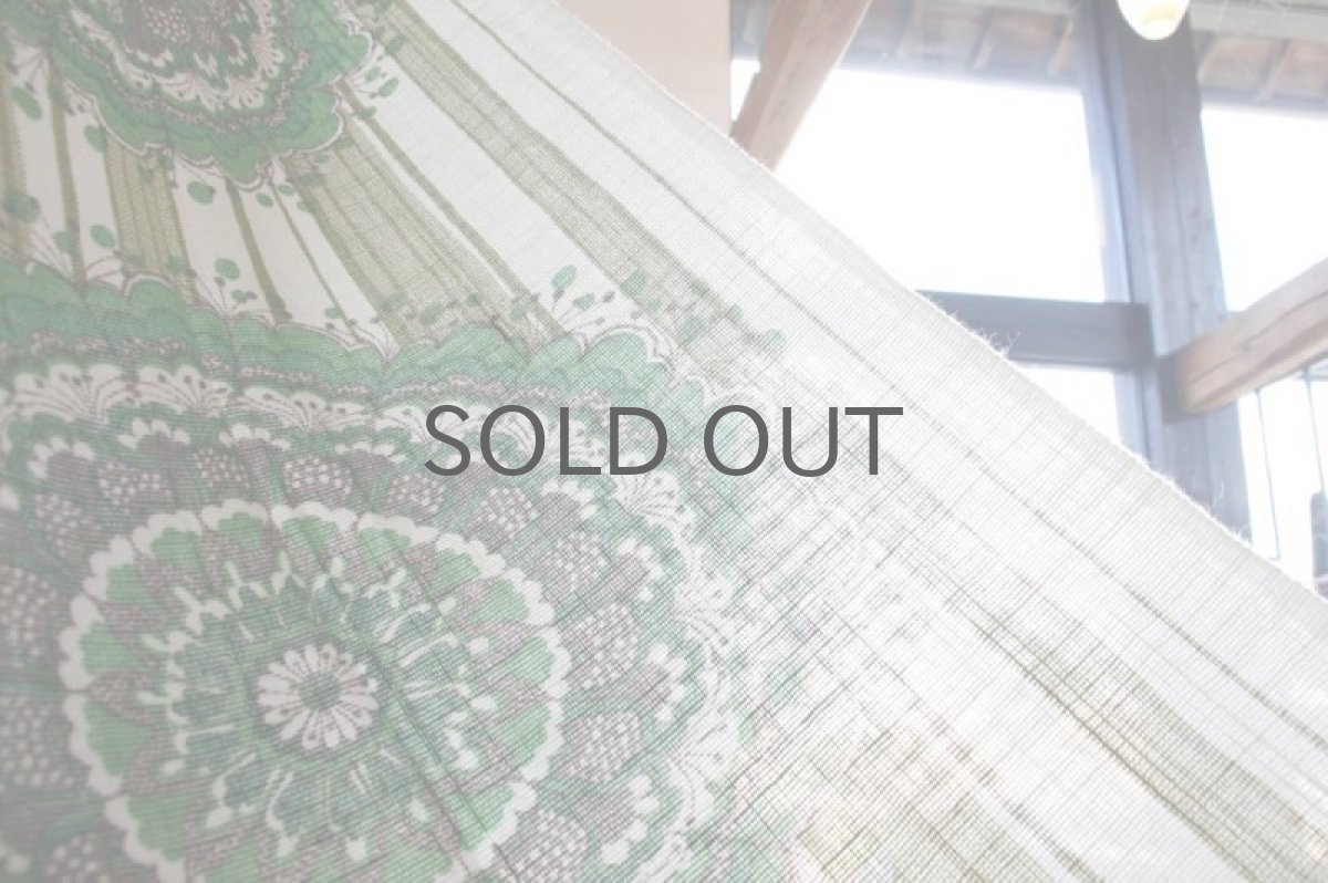 画像2: スウェーデン/ヴィンテージファブリック/カーテン/グリーン/215cm (2)