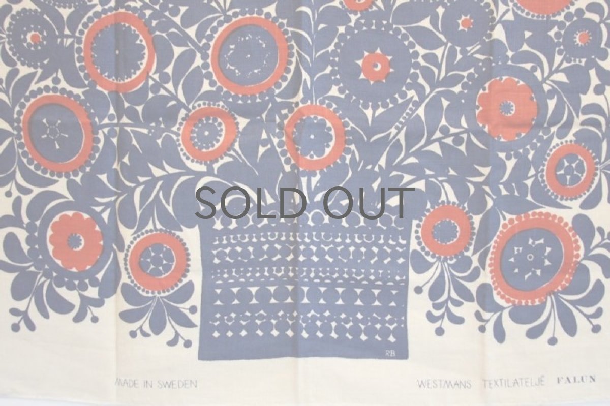 画像2: 北欧雑貨/北欧ヴィンテージファブリック/ リネン/タペストリーフラワー/マリアン ウエストマン (2)