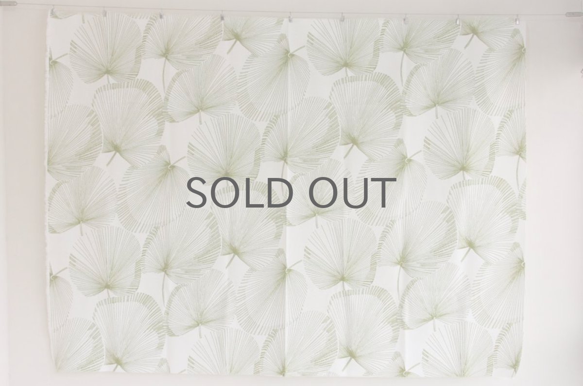 画像2: 北欧ヴィンテージテキスタイル グリーン植物柄　 (2)