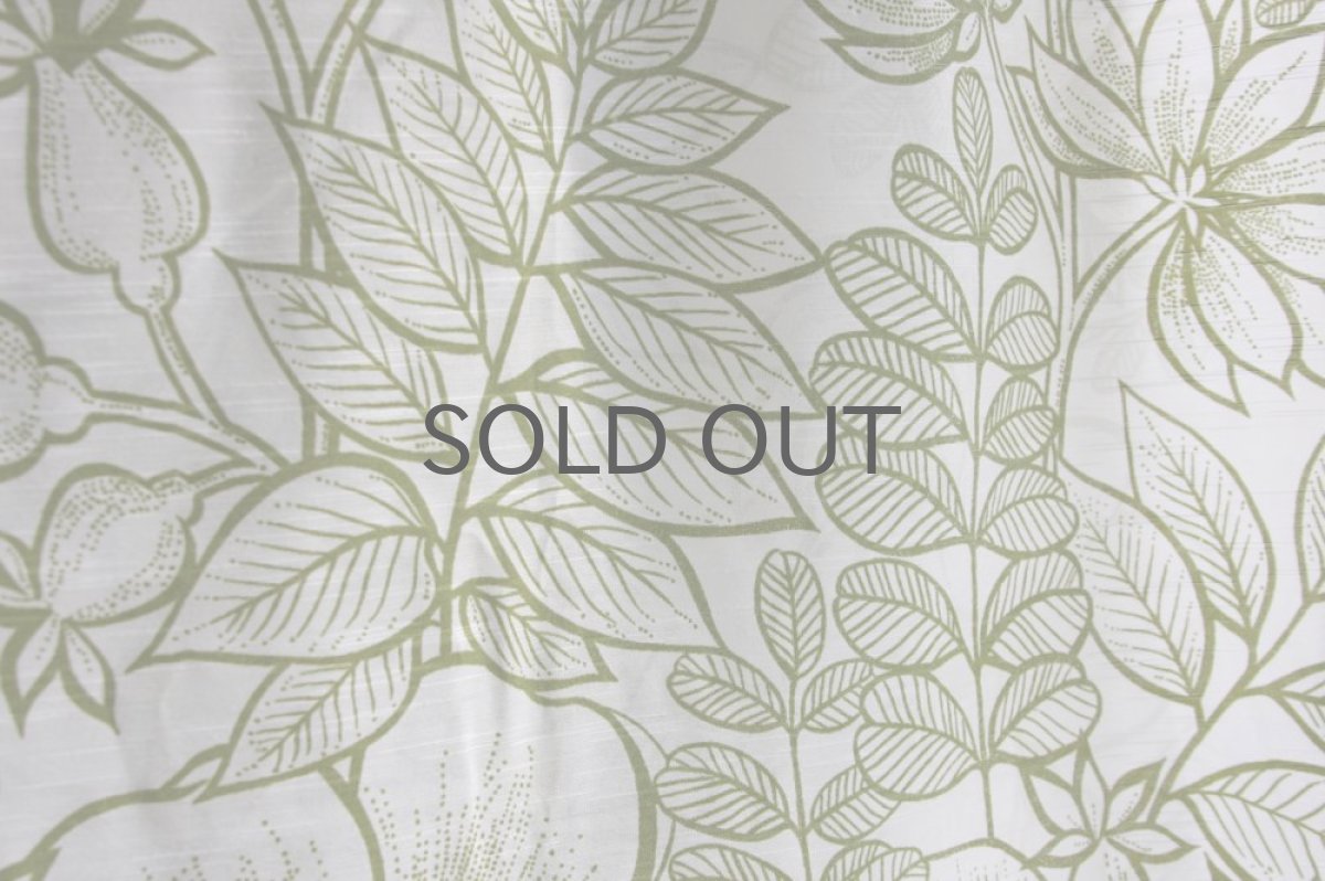 画像3: 北欧ヴィンテージテキスタイル グリーン植物柄　メーターカット (3)