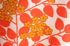画像1: 北欧ヴィンテージテキスタイル　オレンジ小花　カーテン (1)