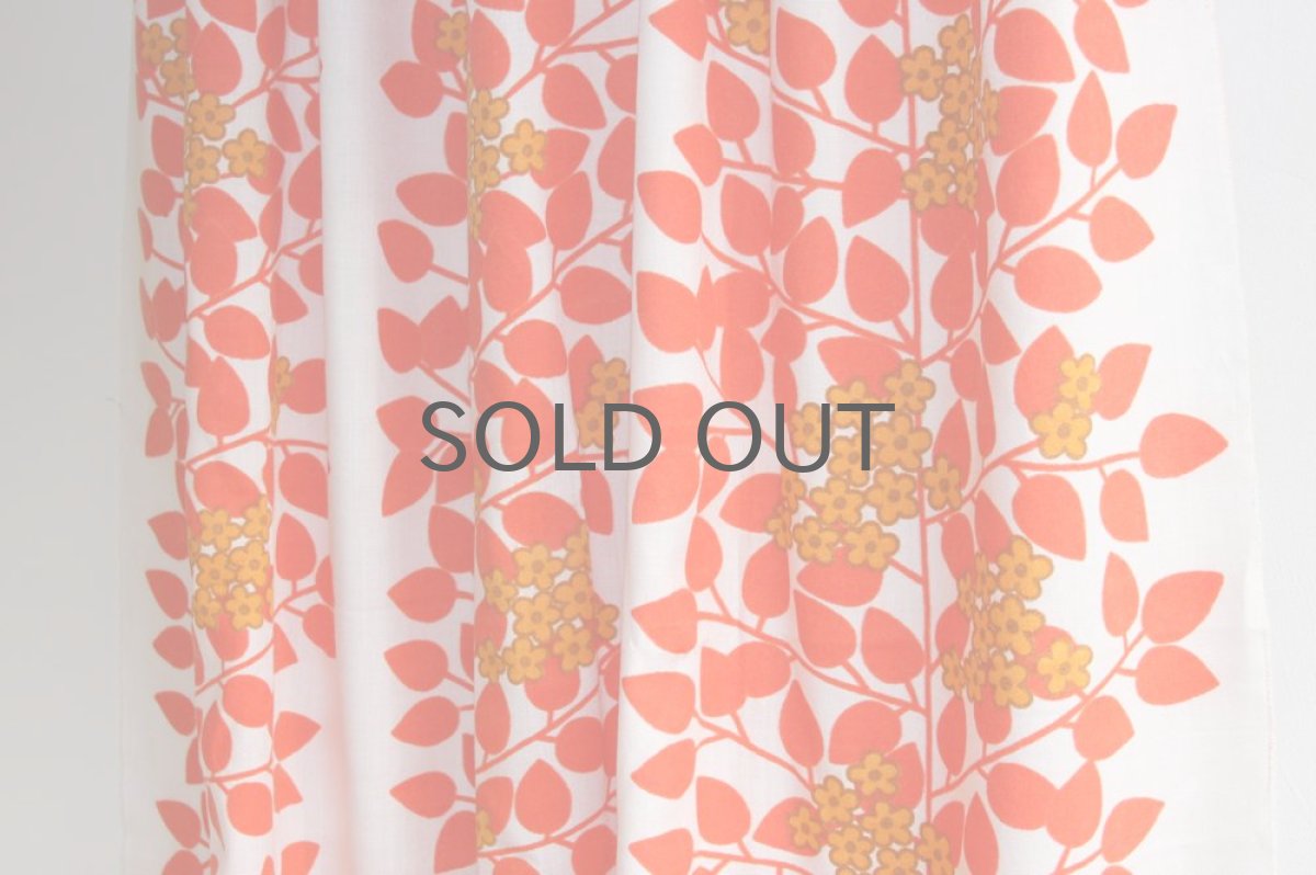 画像3: 北欧ヴィンテージテキスタイル オレンジ小花 カーテン (3)