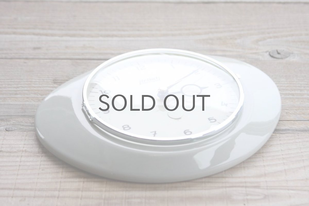 画像5: ヴィンテージ陶製 壁掛け時計Hettich ドイツ製 ライトグレー 新品クロックムーブメント使用 (5)