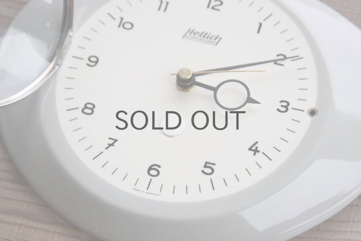 画像3: ヴィンテージ陶製 壁掛け時計Hettich ドイツ製 ライトグレー 新品クロックムーブメント使用 (3)