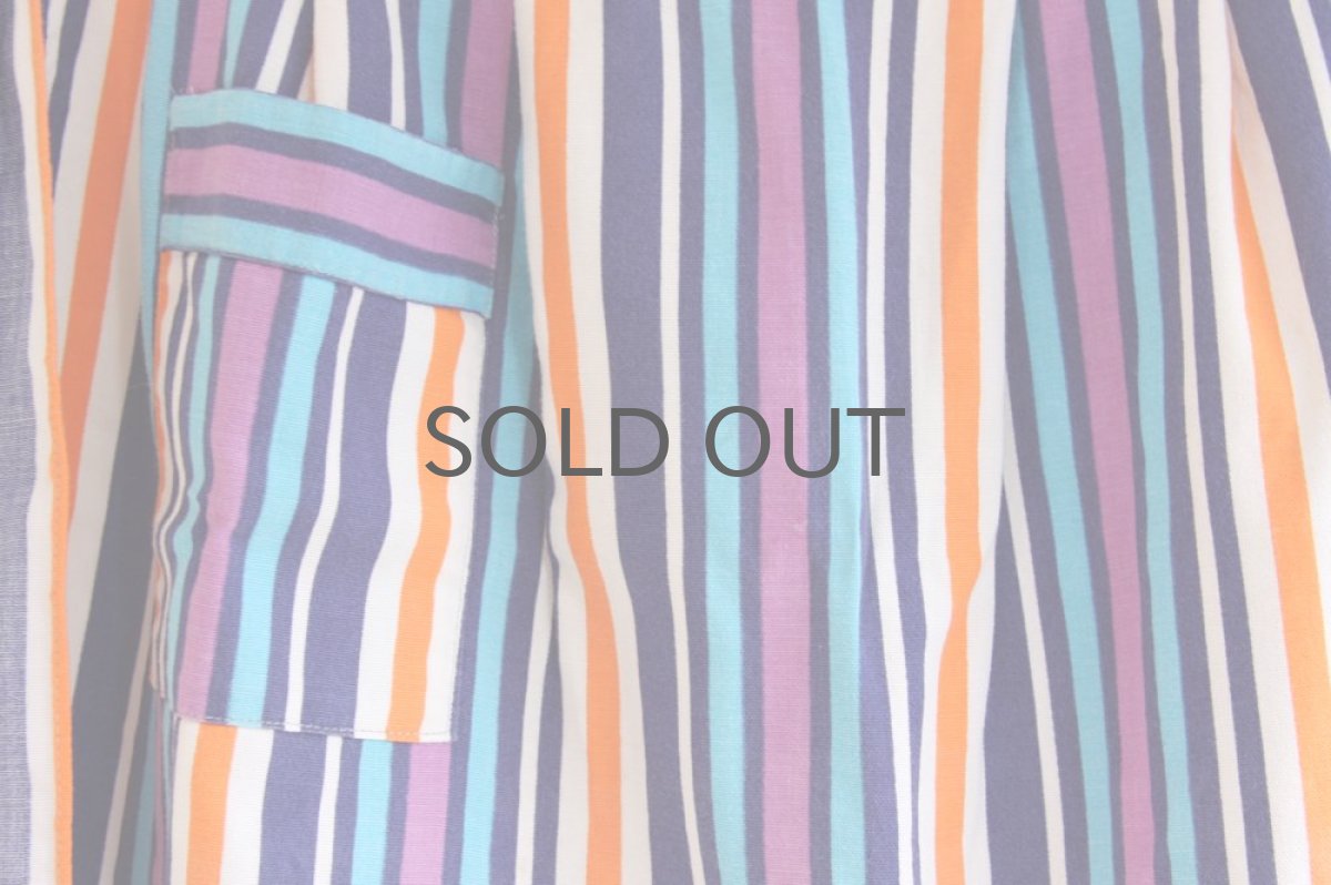 画像2: 北欧ヴィンテージエプロン ネイビー&オレンジストライプ (2)