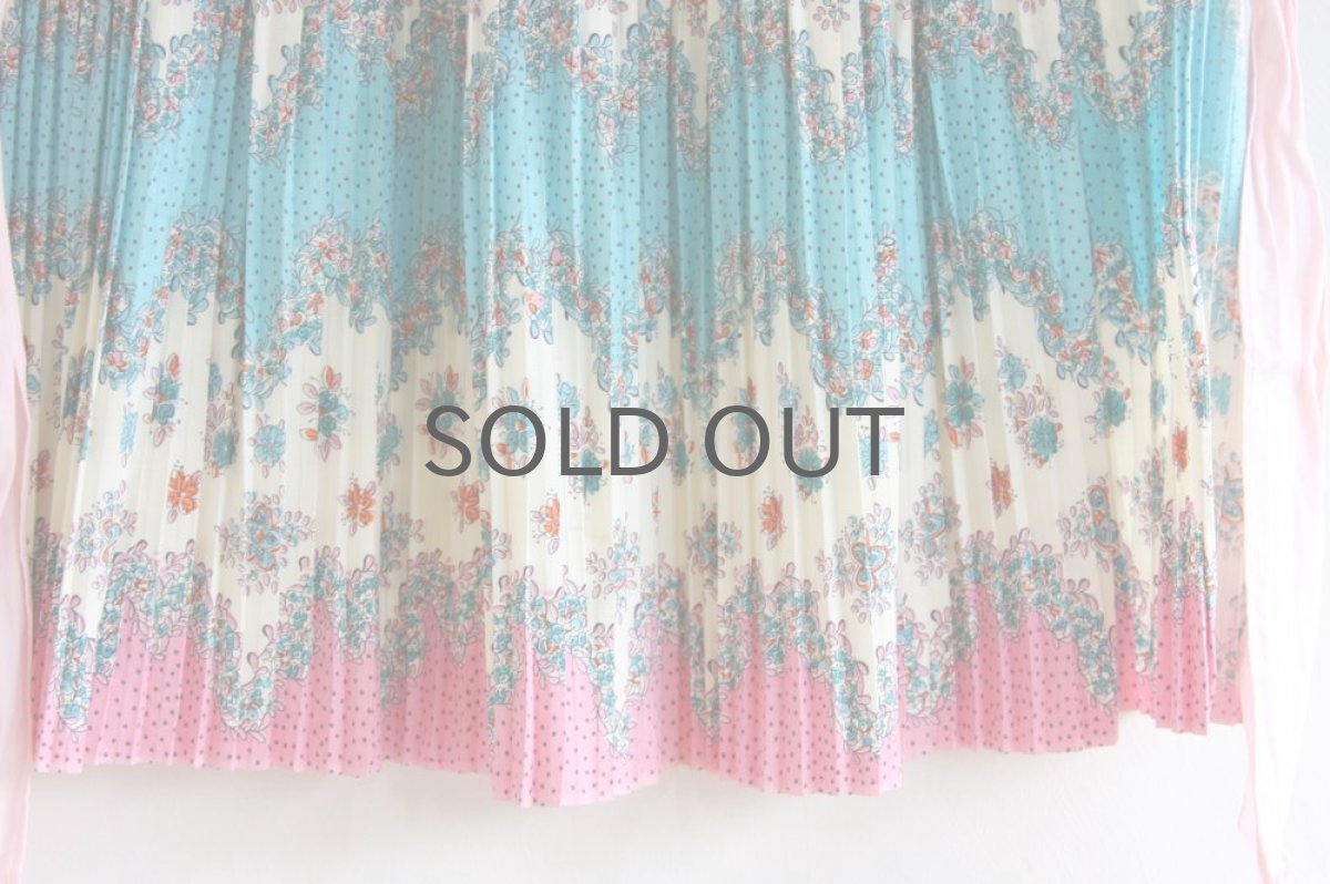 画像2: 北欧ヴィンテージエプロン ピンク&ブループリーツ (2)