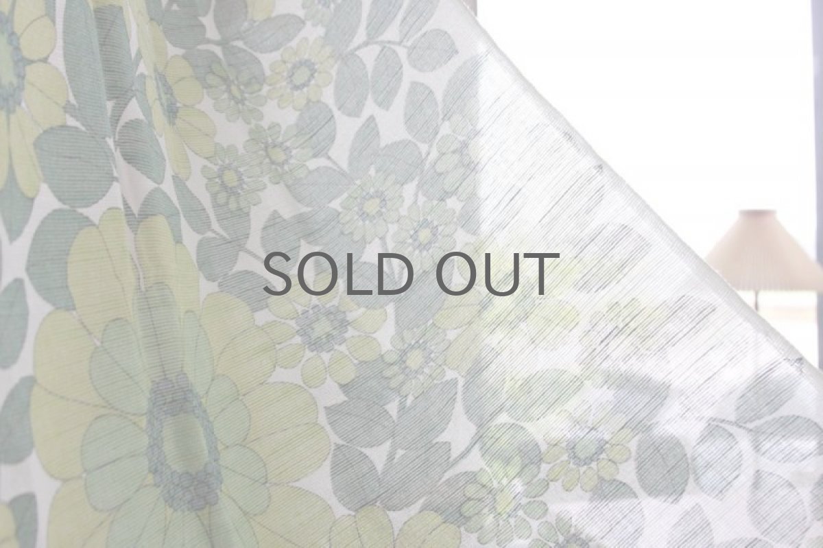 画像3: 北欧ヴィンテージファブリック/スウェーデン/グリーン花柄 (3)