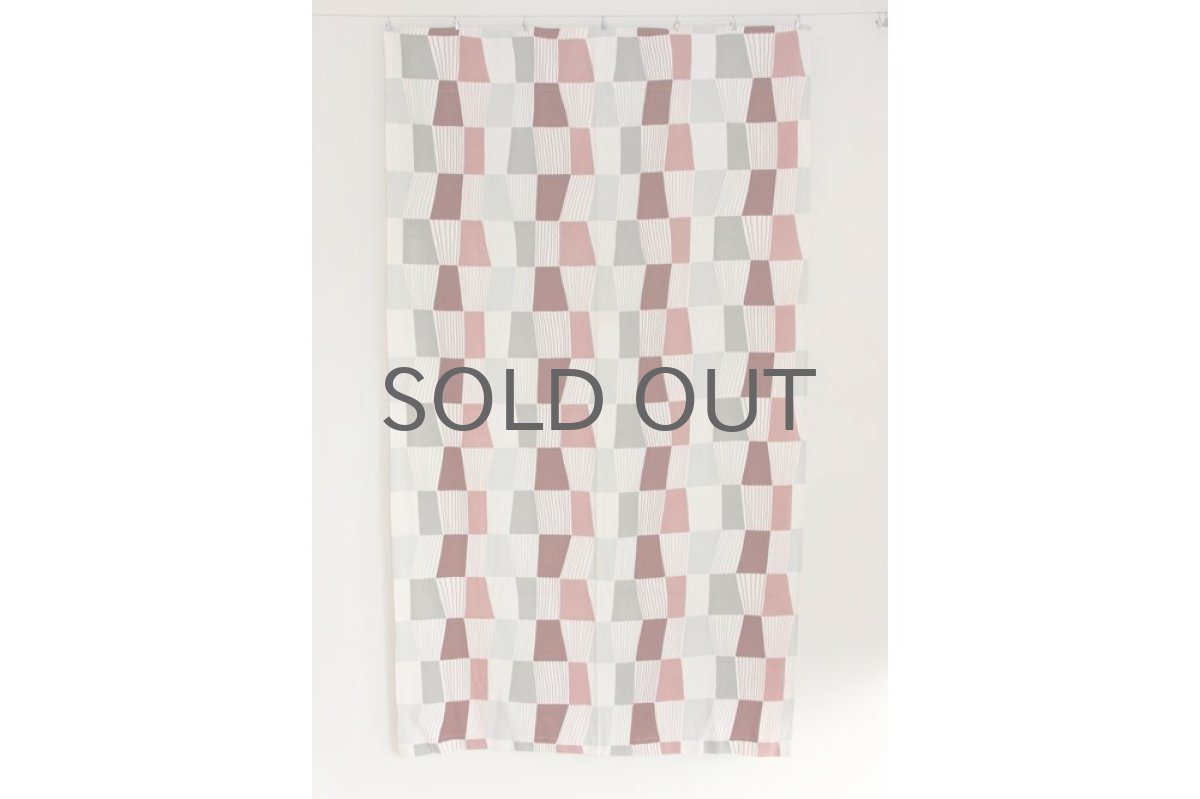 画像2: 北欧ヴィンテージ ファブリック 幾何学柄 サーモンピンク&グレー (2)