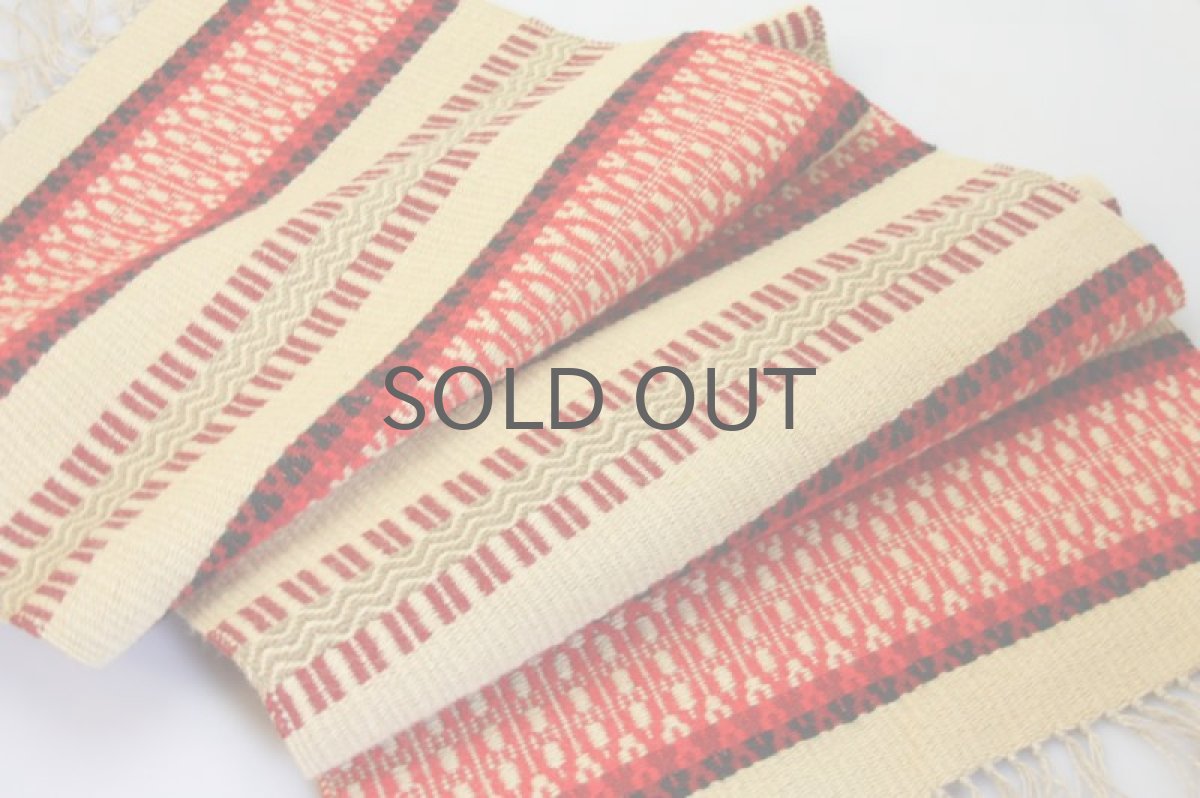 画像5: 北欧ヴィンテージ スウェーデン テーブルセンター 赤×キャメル (5)