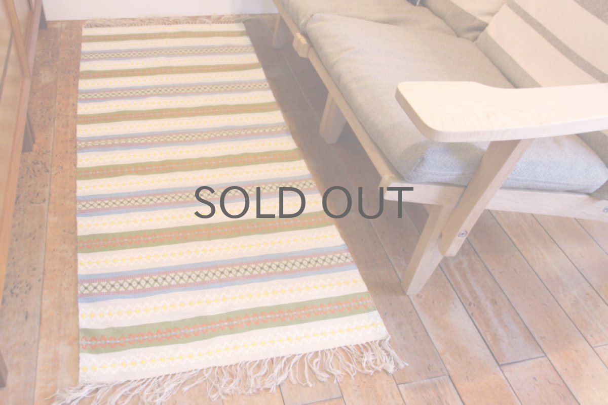 画像4: 北欧ビンテージ　スウェーデン製　ラグ　ブルーグリーン系 (4)