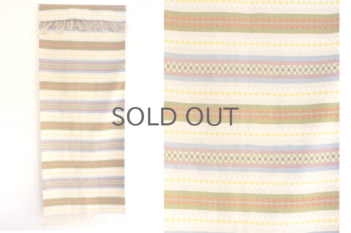 画像2: 北欧ビンテージ　スウェーデン製　ラグ　ブルーグリーン系 (2)