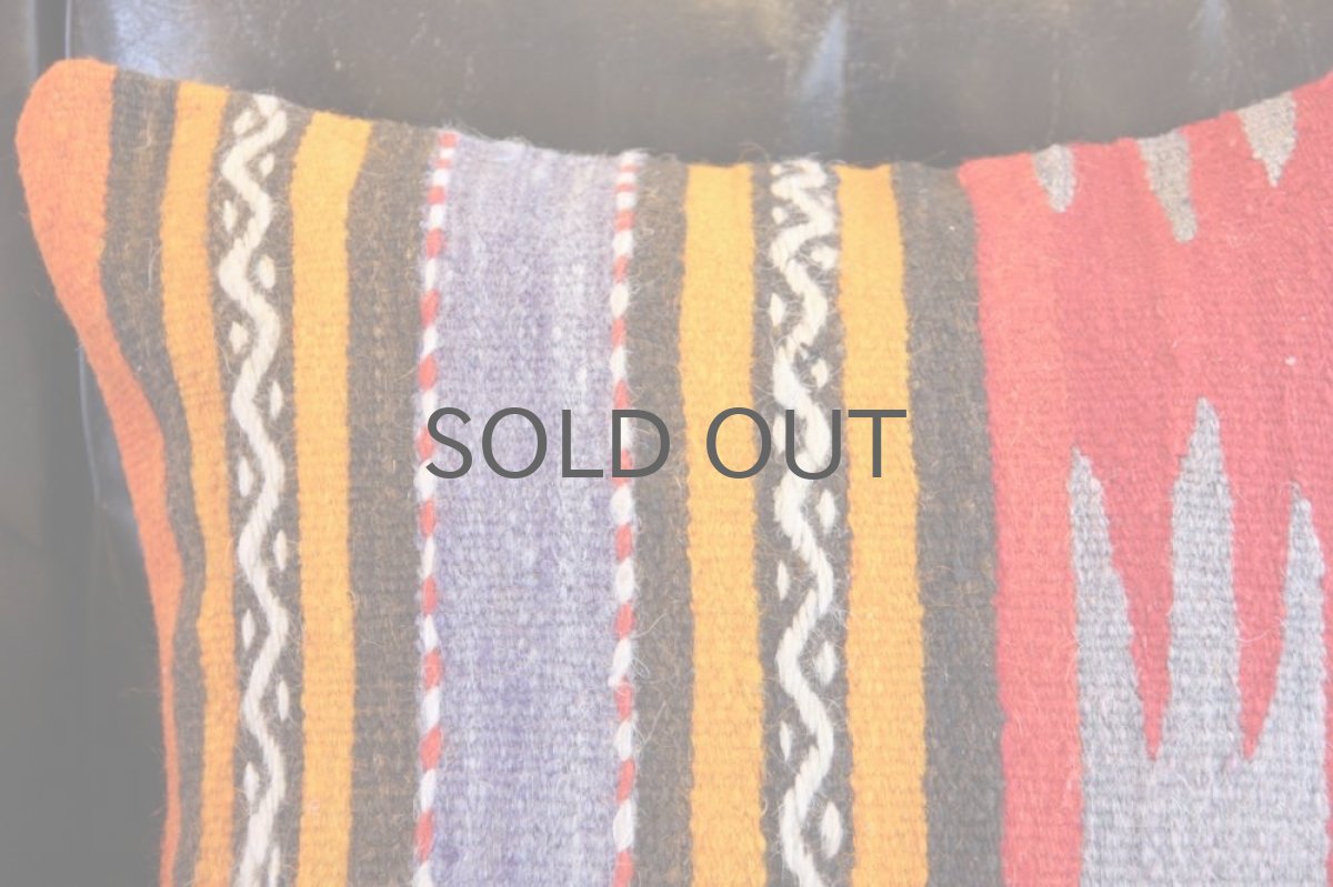 画像2: オールドキリム/クッションカヴァー/40cm/ No.8/洗える中綿クッション付き (2)