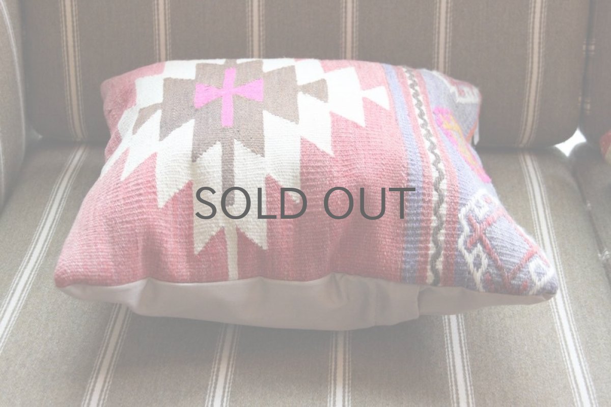 画像2: オールドキリム/クッションカヴァー/40cm/ No.2/中綿クッション付き (2)