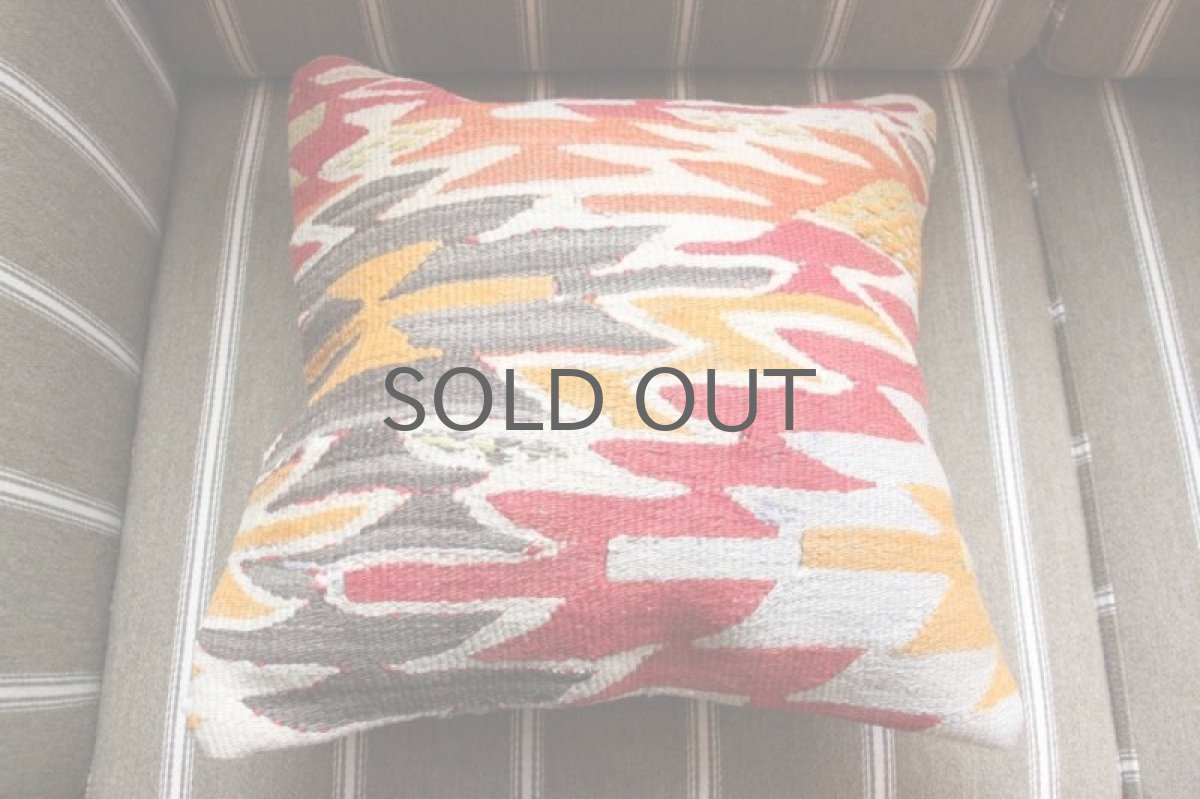 画像3: オールドキリム/クッションカヴァー/40cm/ No.1/中綿クッション付き (3)