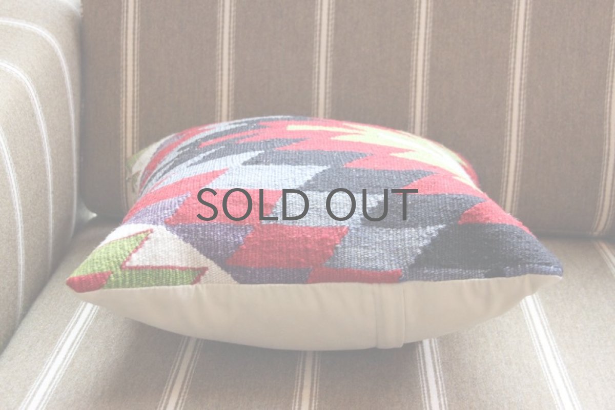 画像2: オールドキリム/クッションカヴァー/38cm/ No.4/中綿クッション付き (2)