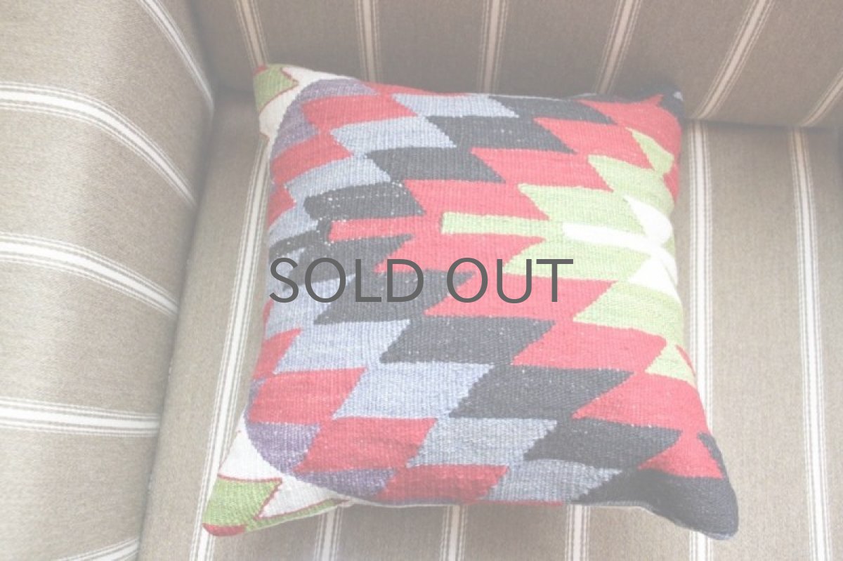 画像3: オールドキリム/クッションカヴァー/38cm/ No.4/中綿クッション付き (3)