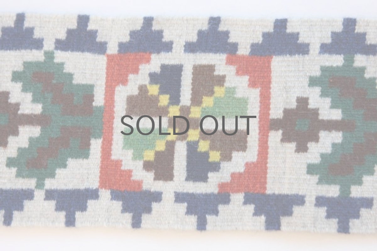 画像2: 北欧ビンテージ/スウェーデン/手織り物/フレミッシュ織り/花&花 (2)