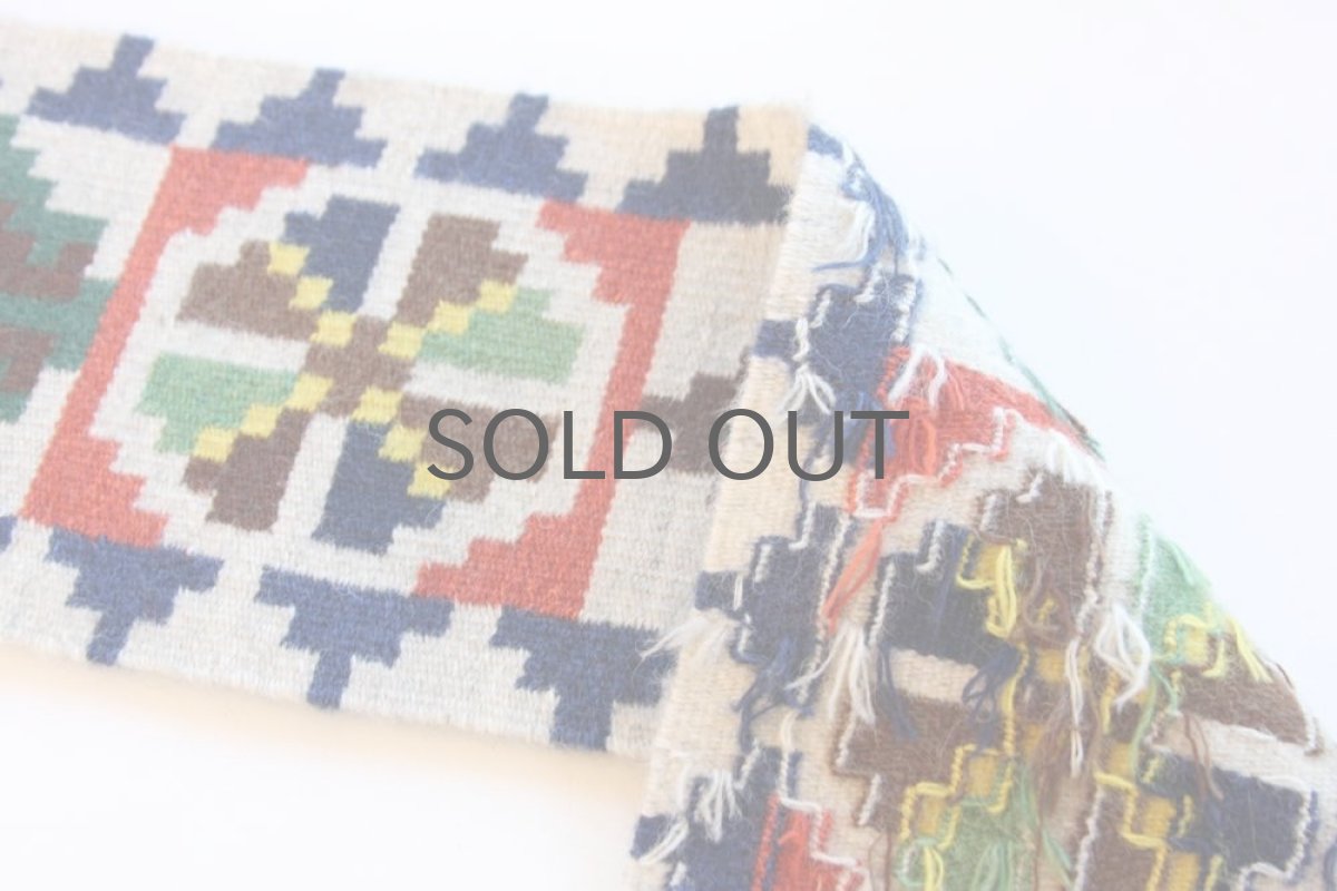 画像4: 北欧ビンテージ/スウェーデン/手織り物/フレミッシュ織り/花&花 (4)