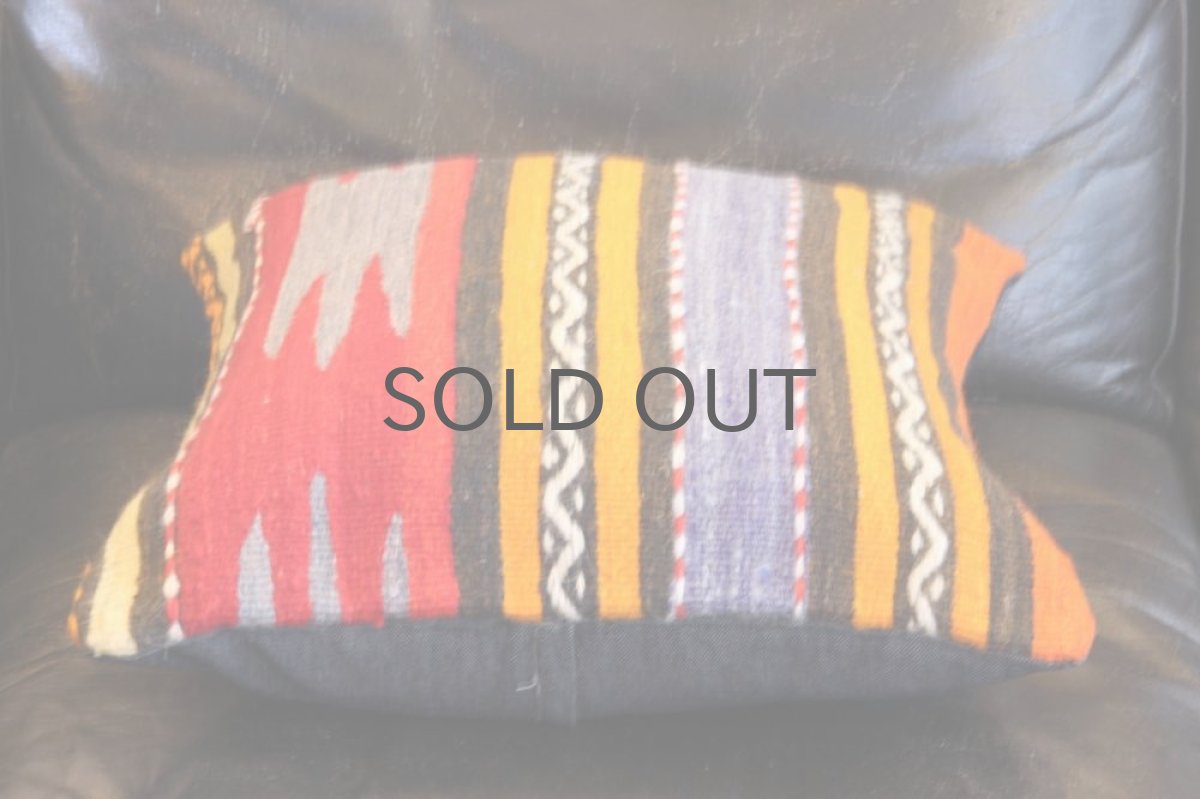 画像4: オールドキリム/クッションカヴァー/40cm/ No.8/洗える中綿クッション付き (4)