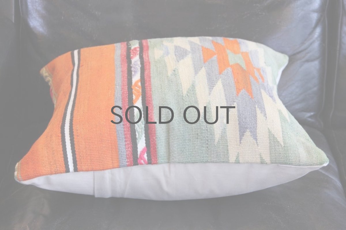 画像3: オールドキリム/クッションカヴァー/45cm/ No.10/洗える中綿クッション付き (3)