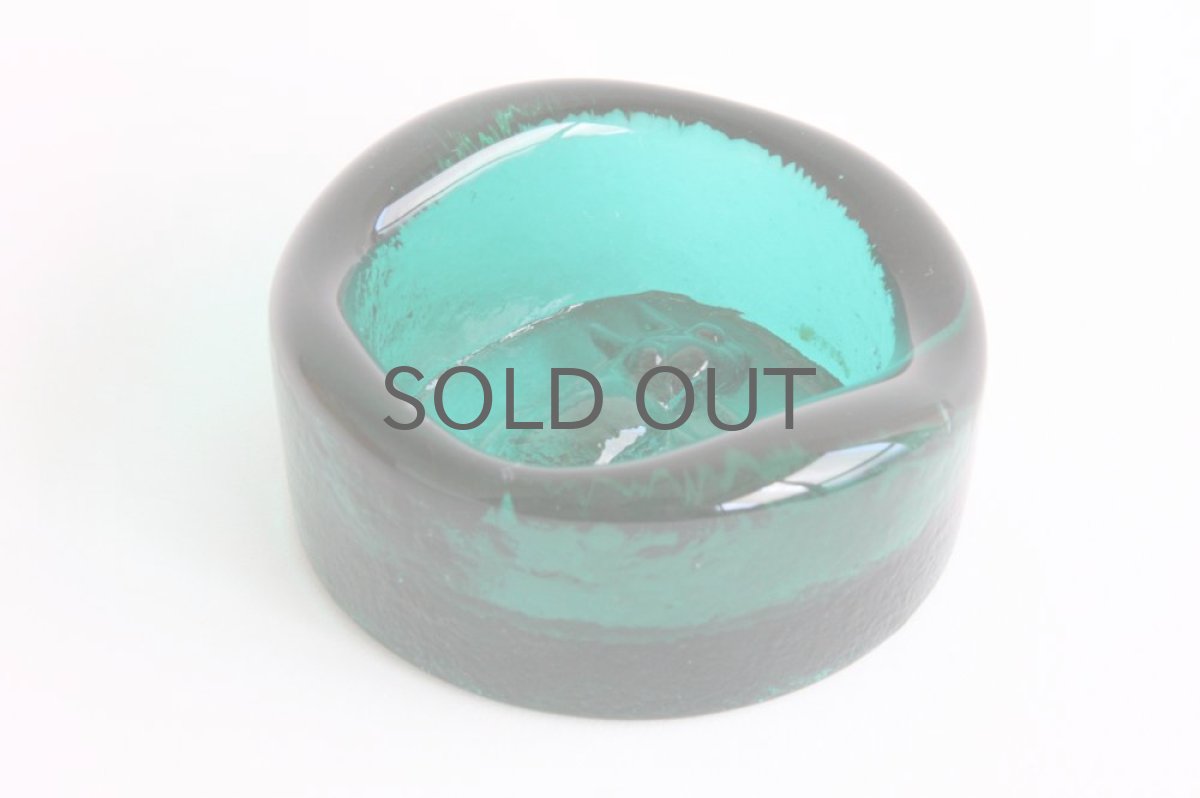 画像2: ErikHoglundエリックホグラン  ガラス ネコ アシュトレイ グリーン (2)